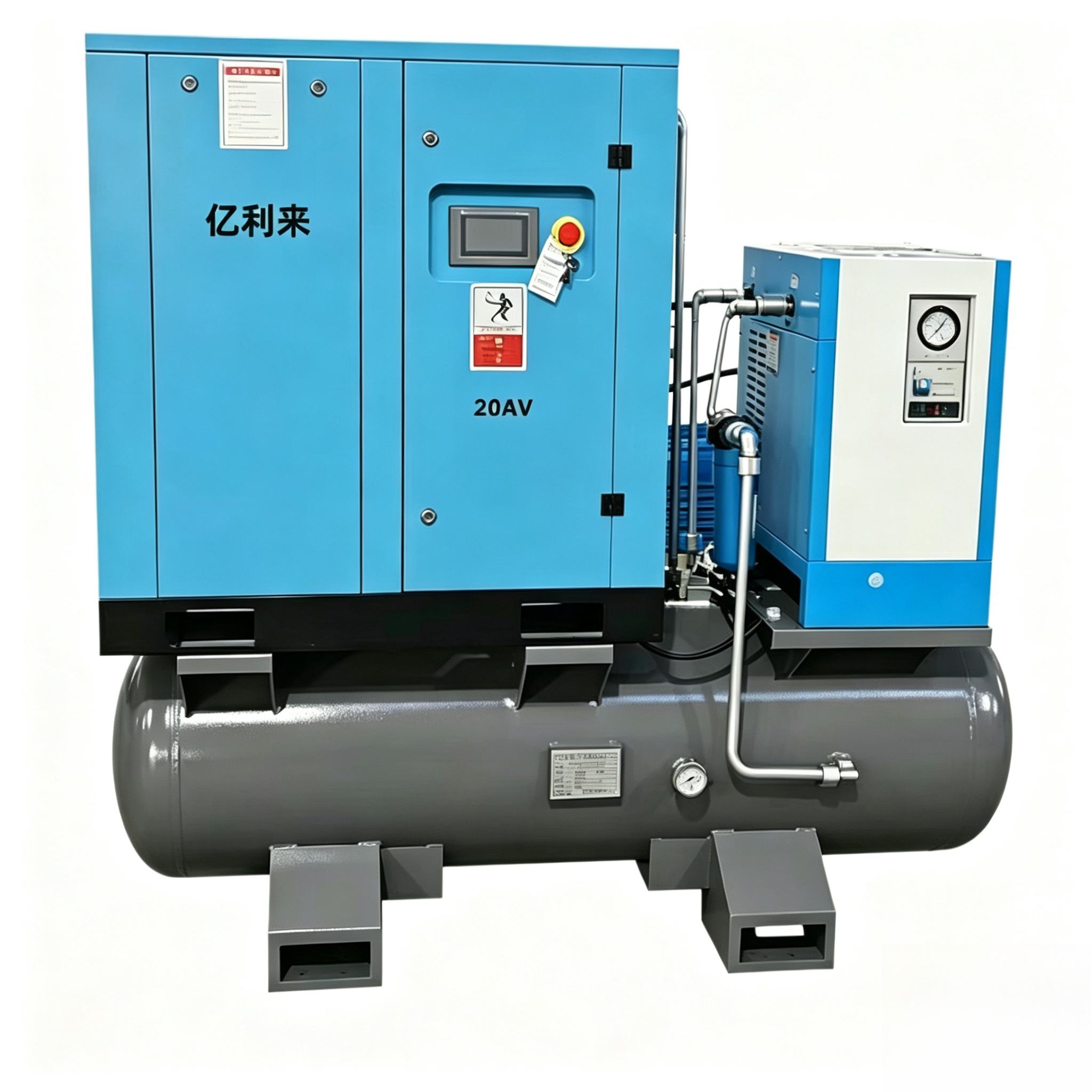 15 kW 4 in 1 kiinteänopeuksinen yksivaiheinen ilmakompressori